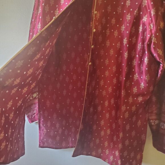 Oscar de la Renta Pink Label Long Sleeve Loungewear Sleep Button Silky Size L - Picture 7 of 13